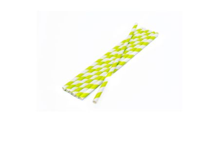Compostable PAPER Straw 200x6mm White/Green