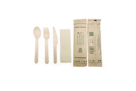 Wooden Cutlery Set 4 in 1 FO/KN/SP/NA