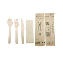 Wooden Cutlery Set 4 in 1 FO/KN/SP/NA