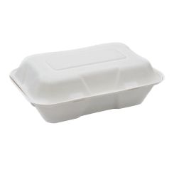 Bagasse Compostable Lunch Box 9x6" White