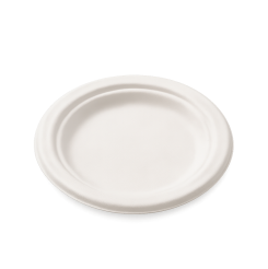 Compostable Round Bagasse Plate 7" White