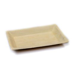 Biodegradable Rectangular Palm Leaf Plate 16x24cm Natural