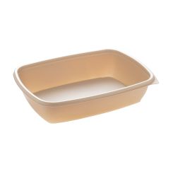 900ml Microwaveable PP Rectangular Tray Biege