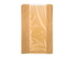 Medium Compostable Bread Bags with Perforated Window KRAFT