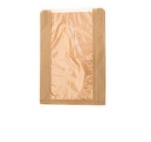 Large Compostable Bread Bags with Perforated Window KRAFT