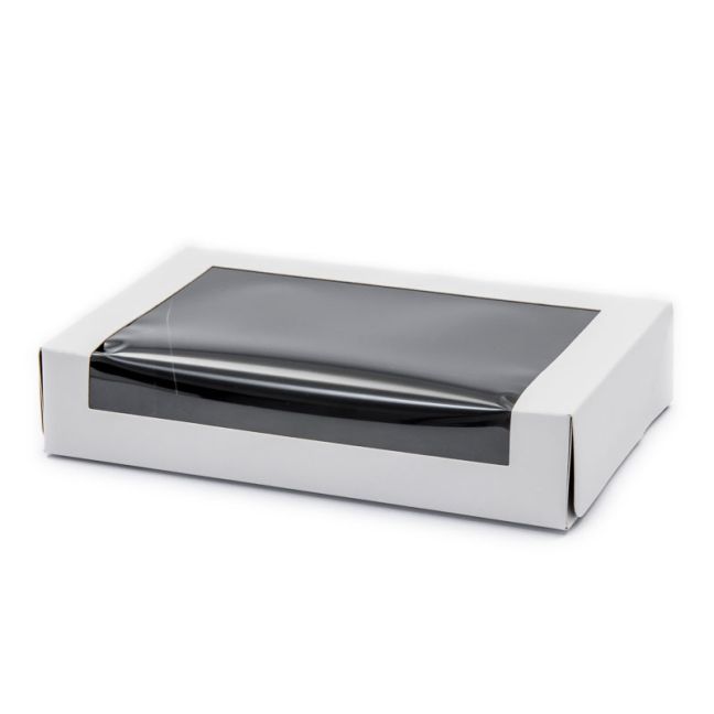 Sushi Box Paperboard with Window Medium. WHITE