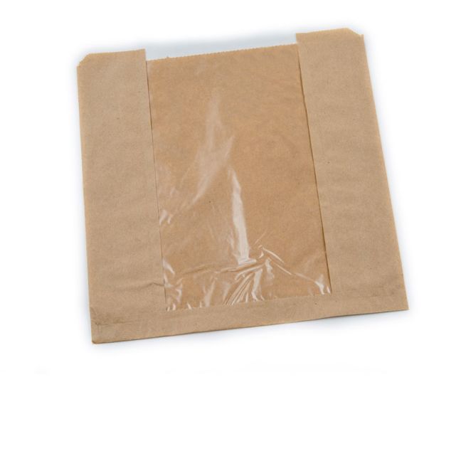 250x250mm Compostable Film Fronted Bags Kraft
